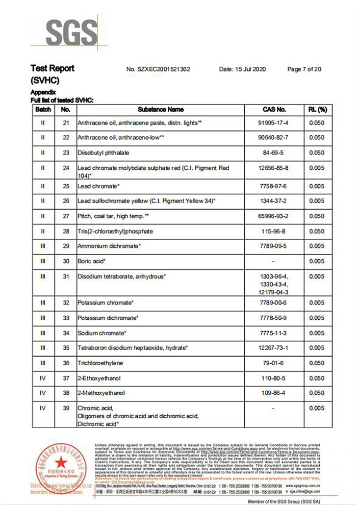 自恢復保險絲REACH報告