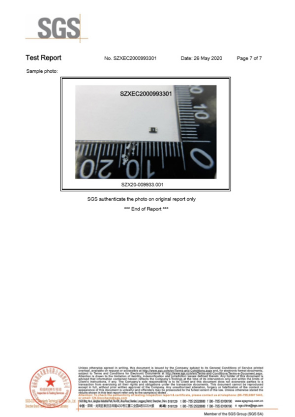 貼片自恢復(fù)保險(xiǎn)絲SGS證書